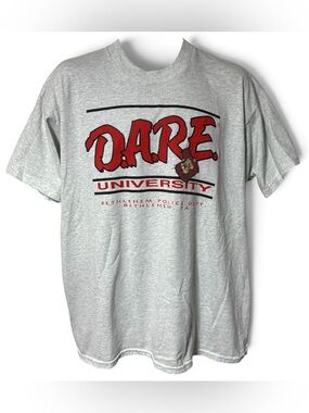 Vtg DARE University Lion Bethlehem Police Dept Gray T-Shirt XL Retro Streetwear